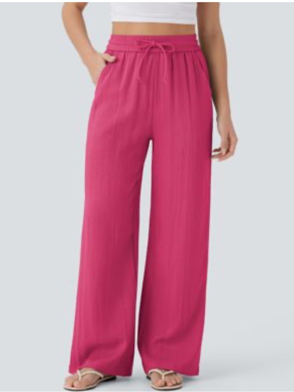 Halara Wide-Leg Drawstring Pants in Raspberry Pink, new